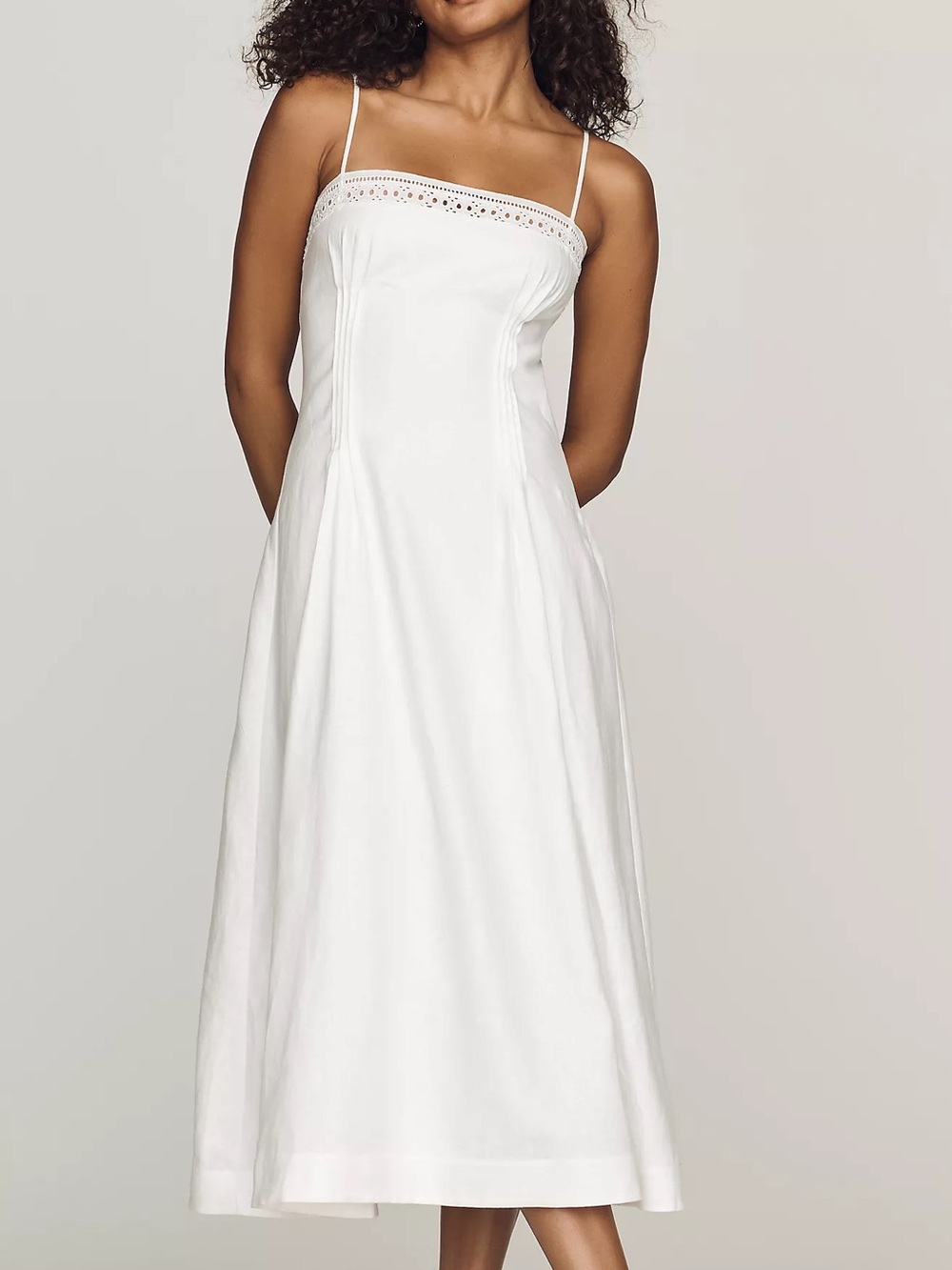 Reformation Pomona Linen Midi Dress in White NWT